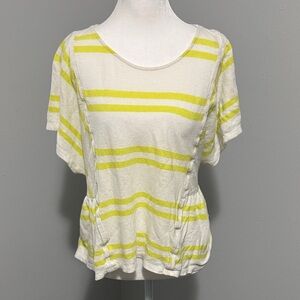 Anthropologie postcard Striped Yellow and White Women's Top